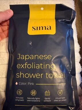 Sima Pink Japanese Exfoliating Shower Cloth